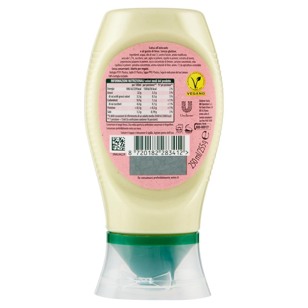 12X Calvè Avocado and Lime Sauce, Glutenfreie Würzsauce, 250 ml Flasche,+Italy shop Kostenloser Schlüsselanhänger