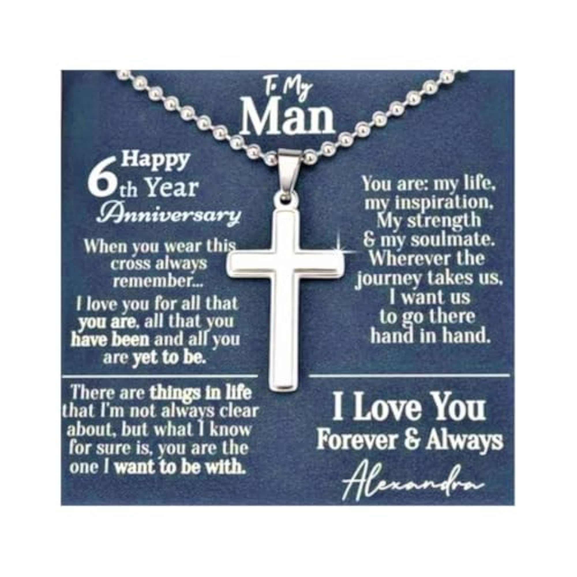 Men's Personalized 925 Silver 6 Year Anniversary Necklace