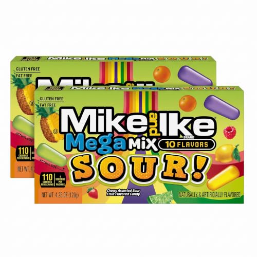 Mike and Ike Candy, Mega Mix Sour, 4.25oz Theater Box, Pack of 24