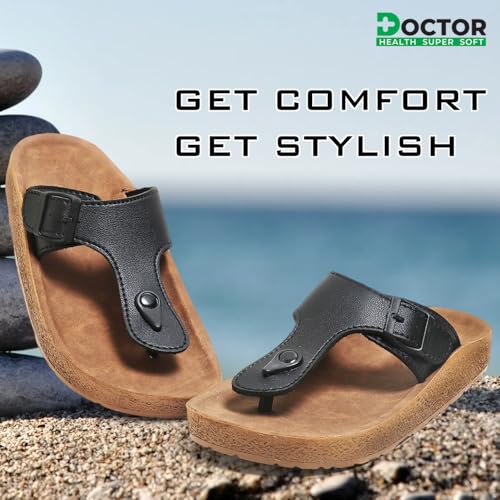 Image of DOCTOR HEALTH SUPER SOFT Men's Buckle Thong Sandals | Comfortable Cushioned Footbed Casual Slippers | Anti-Slip Lightweight Everyday Wear Open Toe Sandals for Indoor Outdoor Use