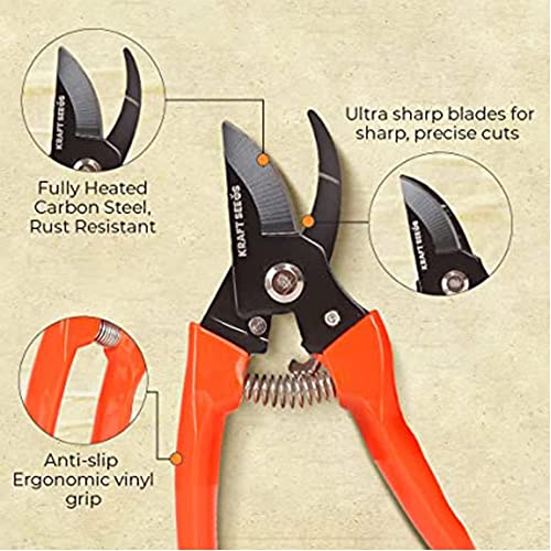 Kraft Seeds Assorted Hand Pruner Cutter - 1 Pc (Steel Blades) | Heavy Duty Gardening Cutter Tool | Plant Cutter for Home Garden | Wood Branch Trimmer | Grass Cutting Accessories | Sturdy Stem Scissors