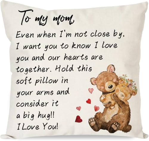 HIUCUS to My Mom Throw Pillow Cover, 18 x 18 Inch Gifts for Mother Women Mother's Day Birthday Cushion Case from Daughter Son Cushion Cover for Sofa Living Room Bedroom Decor BZ03
