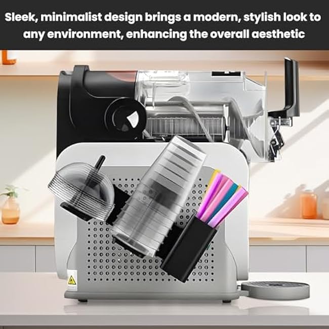 Cup Organizer for Ninja Slush Machine FS301 FS300 3-in-1 Side-Mounted Holder for Cups, Lids, Straws Accessories for Ninja Slushie Machine, Multifunctional Stackable Storage Stand Rack Container