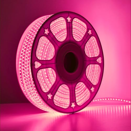 Image of MPROW 5 Meter LED Rope Light | 120 LEDs /Meter Waterproof Strip Light | Cove Light for False Ceiling, Diwali, Balcony & Indoor Decoration (Pink)