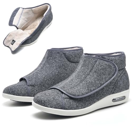 bumuam Mens Diabetic Edema Shoes Extended Widths,Winter Warm Adjustable Extra Wide Shoes Swollen Feet Diabetic Edema Boots Slippers Indoor Outdoor Diabetic Shoes Men 7.5/Women 8.5