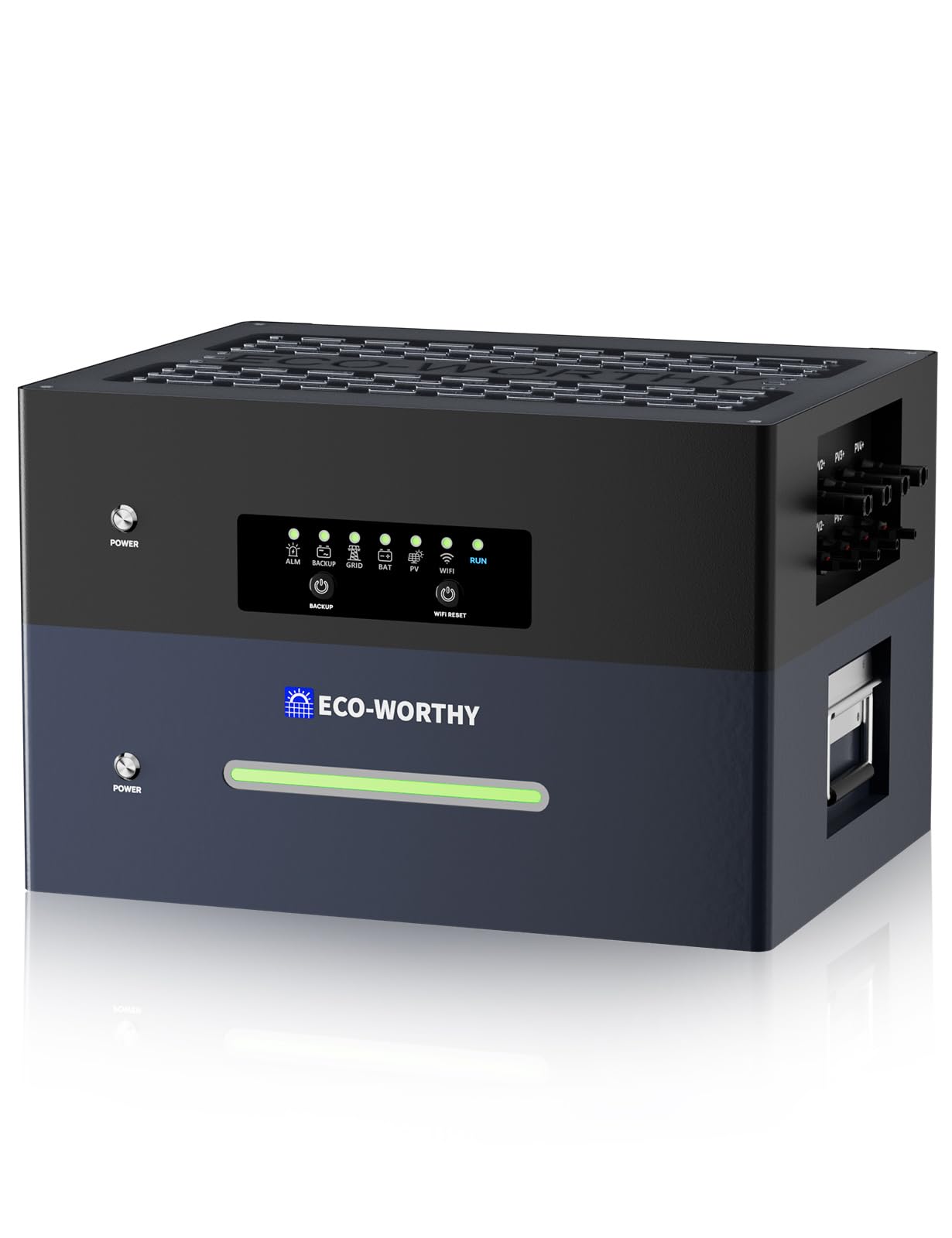 ECO-WORTHY ECOVIS 2400 2560 Wh balkonowa elektrownia pamięć 2400 W (2 MPPT), wejście solarne do 15,36 kWh, możliwość rozszerzenia pojemności, ładowanie 1600 W AC, wyjście 800 W, tryb podwójny
