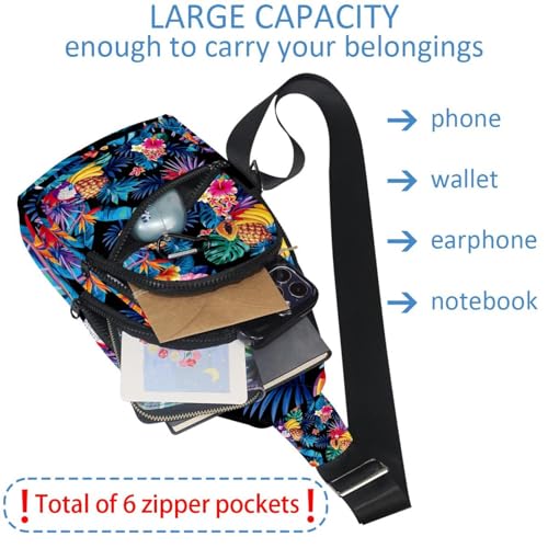 Sac à bandoulière ananas tropical multicolore pour randonnée et voyage - 5