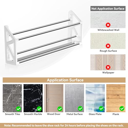 Hanging-Shoe-Rack-for-RV-3-Pack-Wall-Shoe-Rack-with-Sticky-Adhesive-Strips-Slim-Shoe-Rack-Shoe-Holder-Holds-12-Pairs-of-Shoes-Space-Saving-Wall-Mounted-Shoe-Shelf-for-Camper-White Hanging Shoe Rack for RV 3 Pack Wall Shoe Rack with Sticky Adhesive Strips Slim Shoe Rack Shoe Holder Holds 12 Pairs of Shoes Space Saving Wall Mounted Shoe Shelf for Camper White