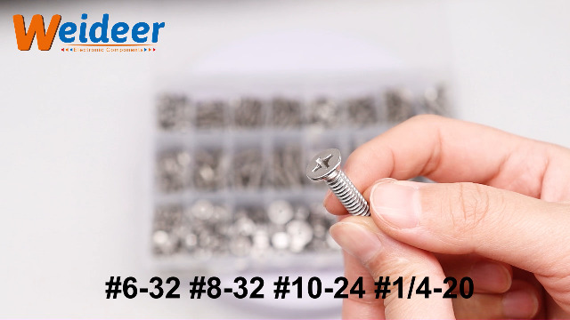 Image of weideer 750PCS Nuts and Bolts Assortment Kit,Stainless Steel Machine Screws, #6-32#8-32#10-24#1 /4-20Phillips Flat Head Screws Assorted with Nuts, Bolts,Washers