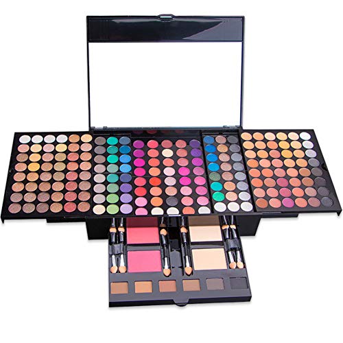 All In One Makeup Kit For Women Full Kit -142 Colors Shimmer Matte Eyeshadow Palette,3 Blusher,3 Eyebrow Powder,3 Applicators and Mirror Make Up Kit for Teens Women Gift Set (194 Colors)