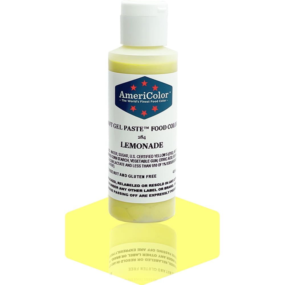 AmeriColor, Lemonade, 4.5 Ounce Bottle, Soft Gel Paste Food Color