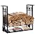 MYFIREPLACEDIRECT Firewood Rack with 4 Fireplace Tools,Outdoor Heavy-Duty Log Wood Storage Accessory for Indoor Fire Pit Wood Holders with Shovel, Poker, Tongs, Broom