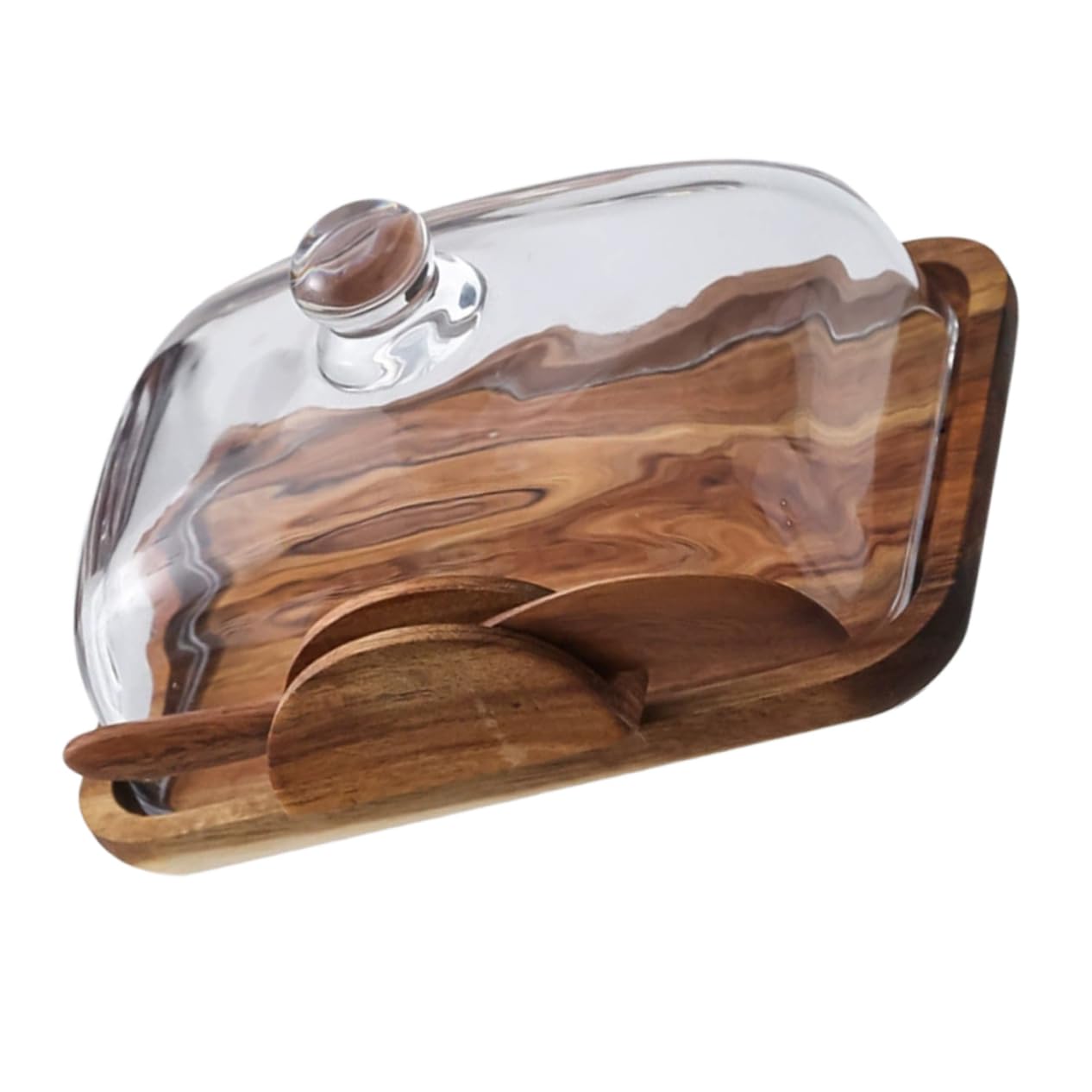 Ciieeo Vintage Wooden Butter Dish with Lid Multi Functional Food Storage Organizer for Snacks Desserts and Cheese Elegant Kitchen Decor and Option