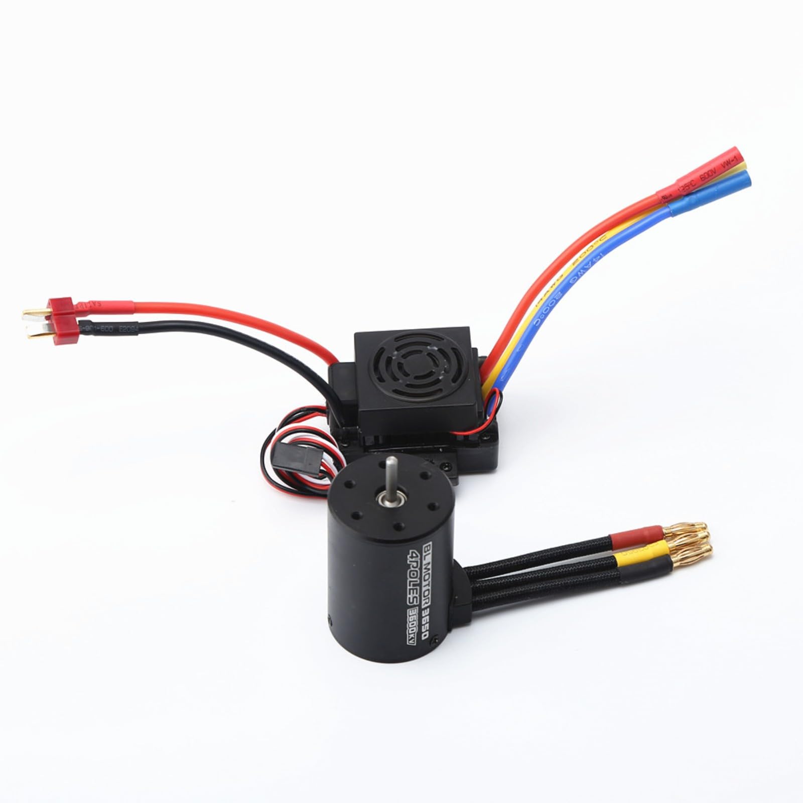 Alomejor Potężny Bezszczotkowy Zestaw Silników 3650 4500 KV z Wodoodpornym ESC 60 A do Pojazdów Zdalnie Sterowanych (3600KV)