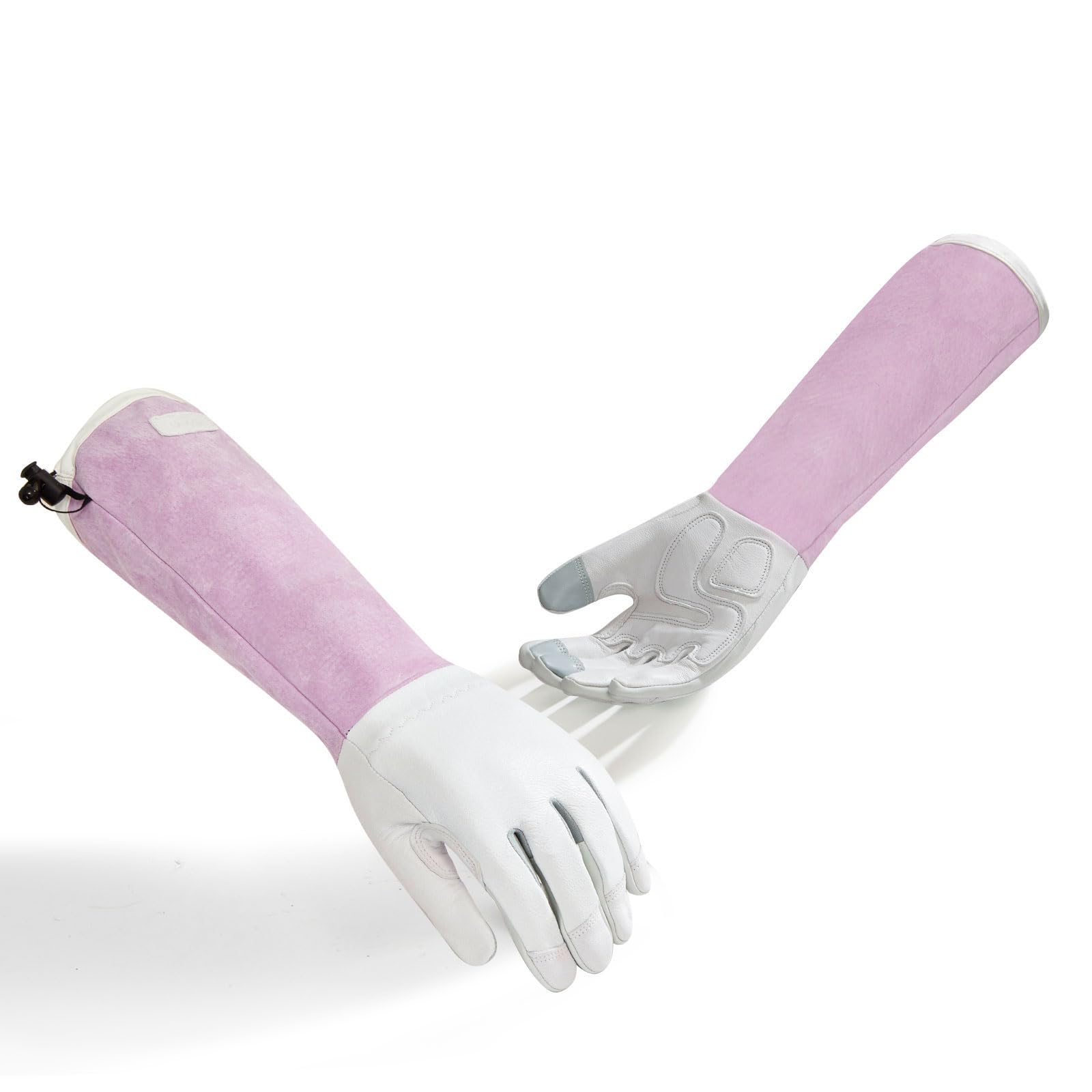 Vgo... 1 Pair Women’s Goatskin Thorn-Proof Gardening Gloves -10” Gauntlet Sleeves, Touchscreen
