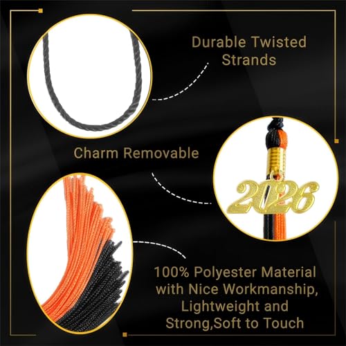 Image of Black and Orange Graduation Tassel 2026 for Grad Cap and Graduation Ceremony Accessory Decoration