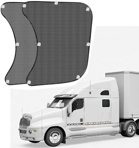 Pacify 2 Pcs Semi Truck Window Shades with Suction Cups Side Window Sun Shades UV Protection Semi-Truck Interior Accessories Curtains for Freightliner Cascadia 23.6x21.6inch