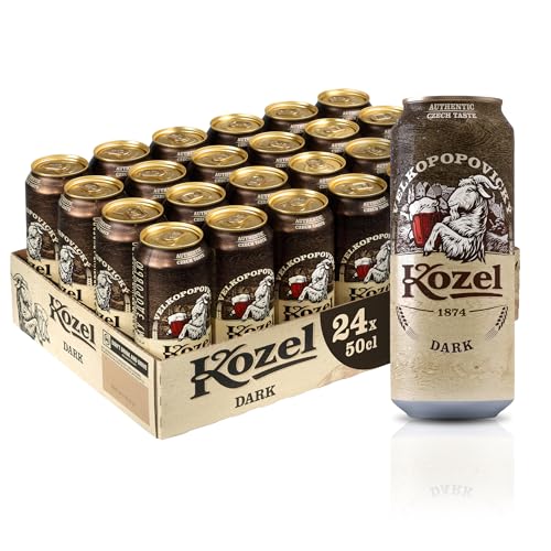 Kozel Birra Lager Dark, Cassa Birra con 24 Birre in Lattina da 50 cl, 12 L, Gusto Morbido e Rinfrescante