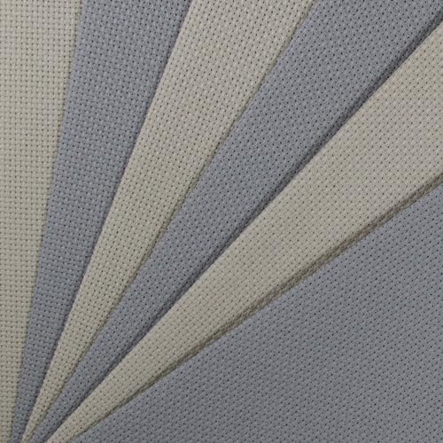 Image of KCS 6 pc of 12 inch x 18 inch(30cmx45cm) 14CT Counted Cotton Aida Cloth Cross Stitch Fabric (Pearl Grey+Light Grey)