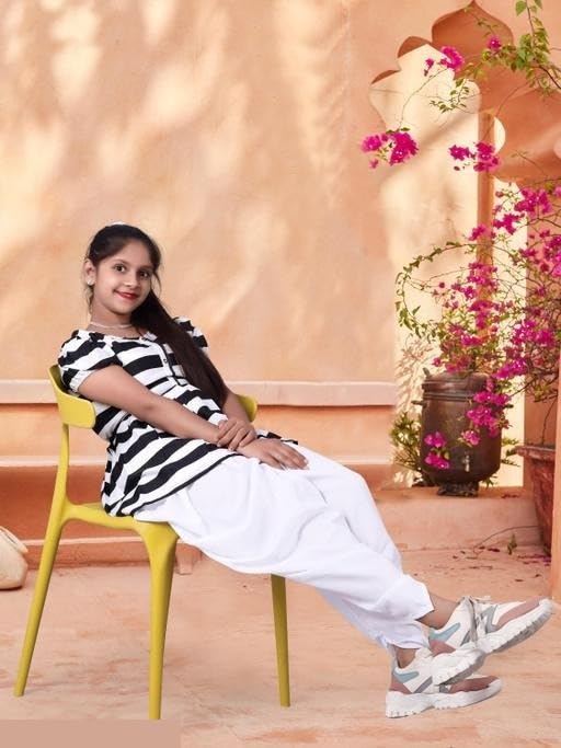 Image of N K Enterprises Kids Printed Short Kurti and Dhoti Pants Set | Festive for Girls