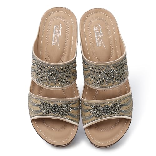 SHIBEVER Wedge Sandals For Women Dressy: Comfortable Summer - Slip On Womens Sandal2