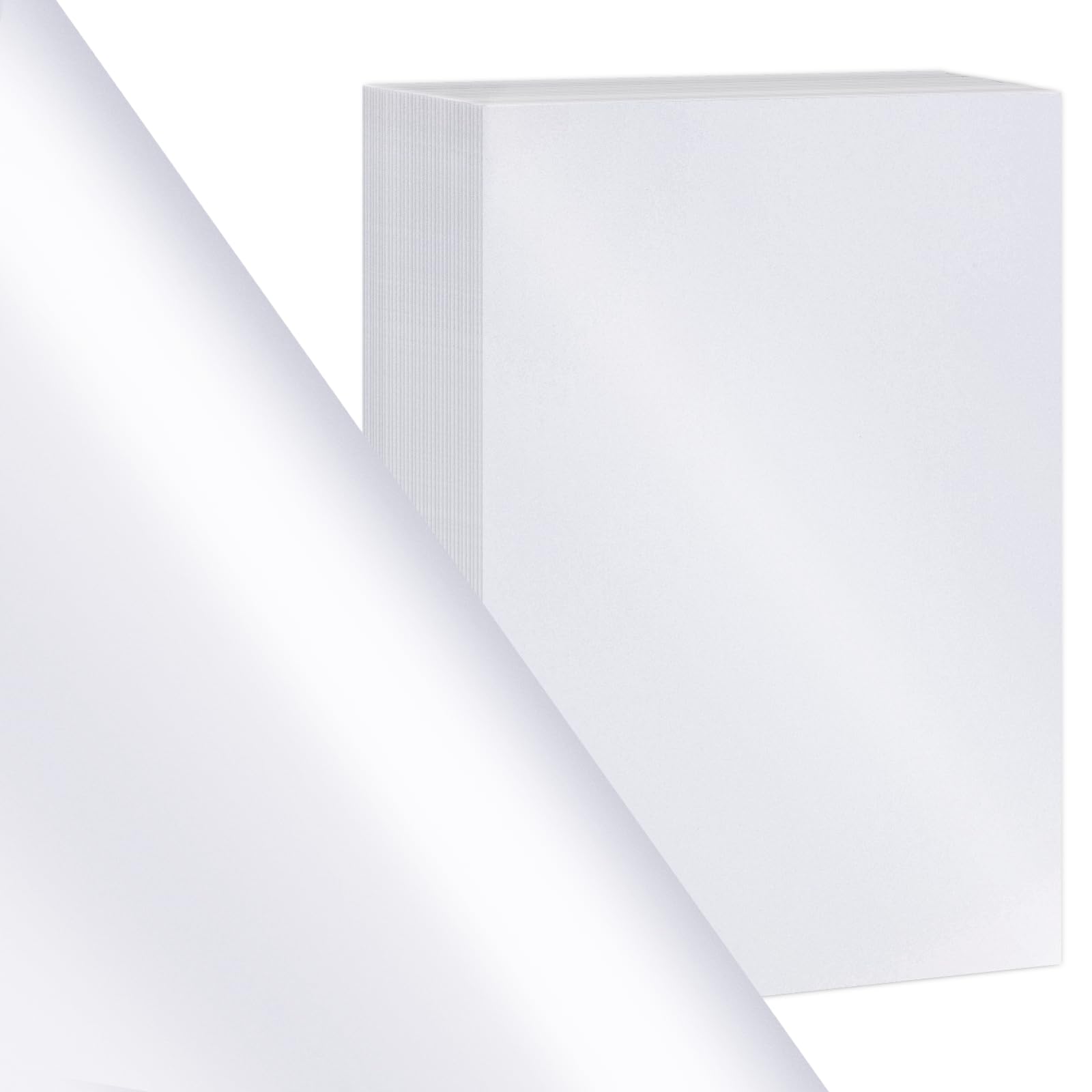 VGOODALL 100 hojas de papel perlado, DIN A4, blanco metalizado, papel para manualidades con brillo nacarado, 210 g/m²