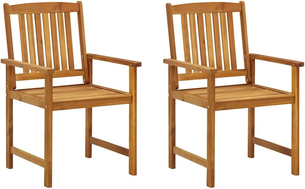 Patio Chairs with Cushions 2 pcs Solid Acacia Wood Easy Assemble