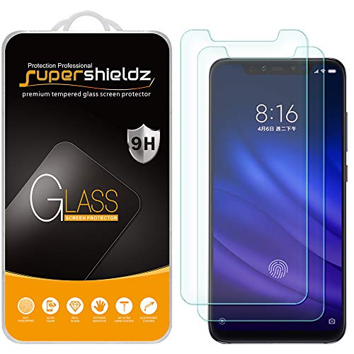 (2 Pack) Supershieldz for Xiaomi Mi 8 and Mi 8 Pro Tempered Glass Screen Protector, Anti Scratch, Bubble Free