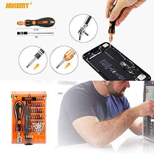 Screwdriver Set 43 in 1 Precision Screwdriver Kit JAKEMY Magnetic Replaceable Bits Repair Tool Kit Opening Tool and Tweezer for iphone Cellphone PC Electronics