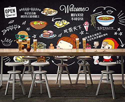 Preisvergleich Produktbild Afashiony Handgemalte Nahrungsmittelweltkaffee-Nachtischhei... Topf-Snackbarhintergrund-Wanddekorati... Der Brauchn Wandbilder 3D-350Cmx245Cm