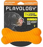Playology Dual Layer Bone | Engaging All Natural Cheddar Cheese Scented Dog Toy, Jumbo Size | Ora...