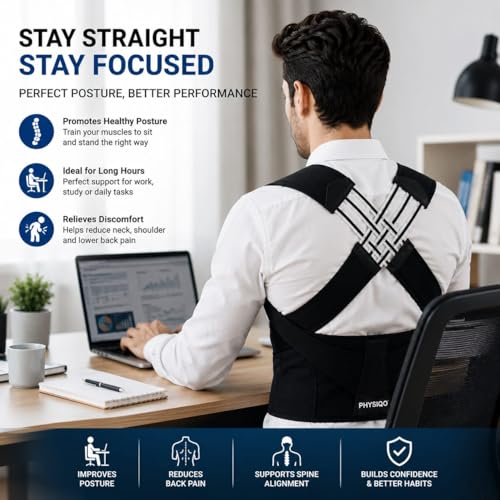 Image of Neoprene X-Cross Posture Corrector Belt Universal Size Shoulder & Back Support Belt | Back Straightener Brace For Spine & Body Posture Correction | Clavicle Support For Unisex | Universal Size
