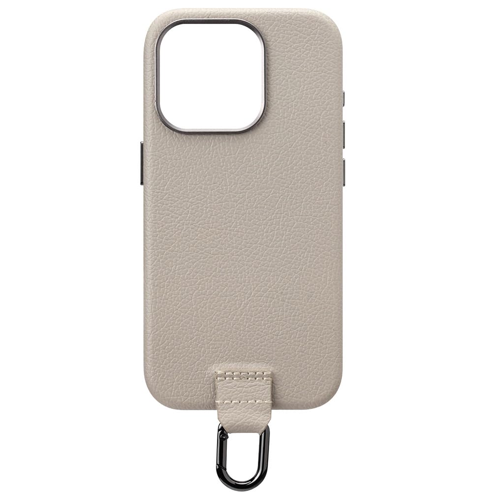 iPhone 15 Pro用 PUレザーケース [グレー]