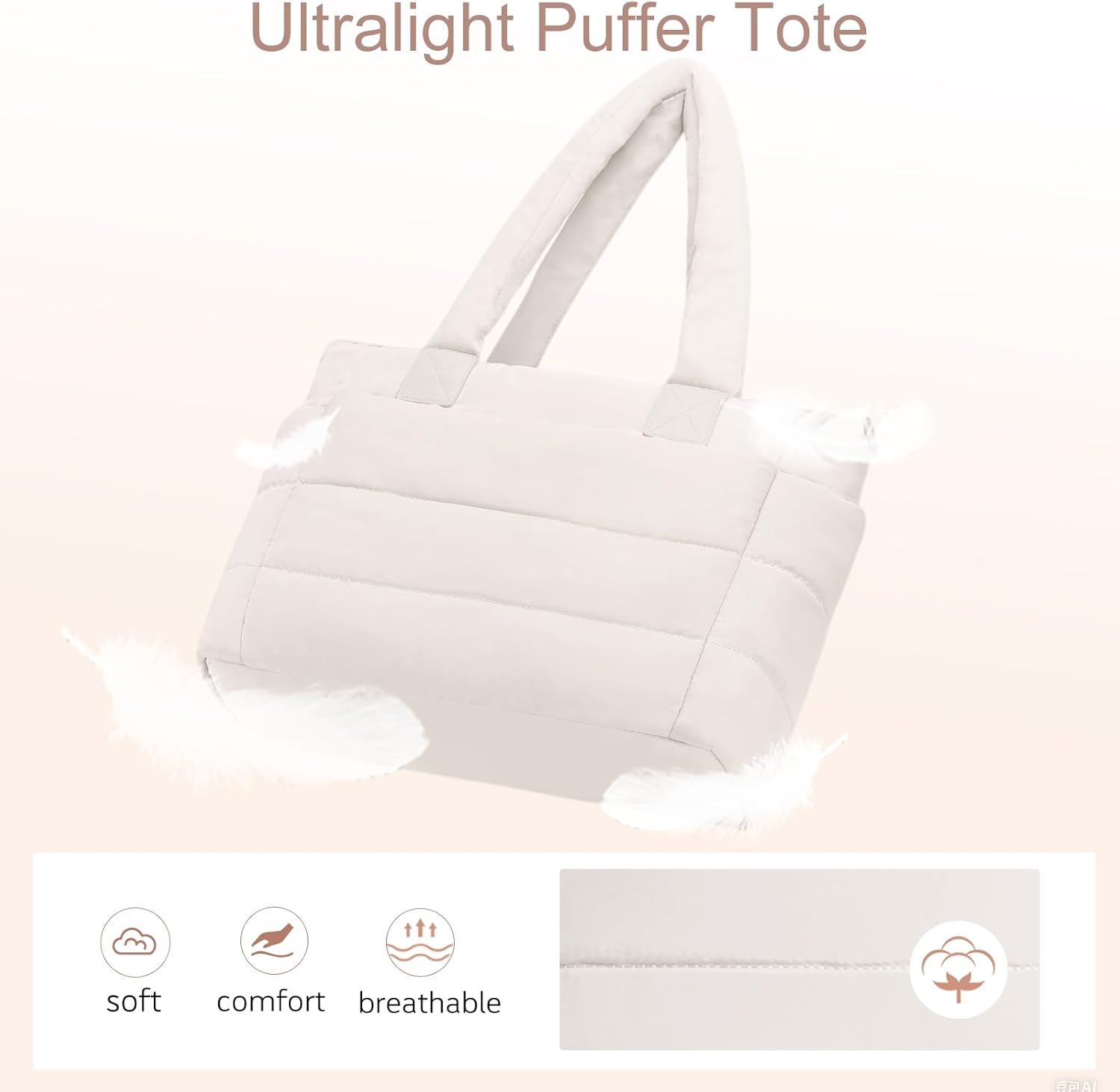 Tote Bag for Women Puffer Tote Bag Large Nurse Bags Shoulder Handbag with Zipper for Work Travel - Image 7