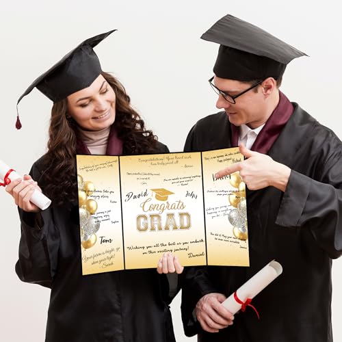Image of Graduation Decorations 2025 Guest Book, Grad Party Decorations Class of 2025, Black and Gold Themed