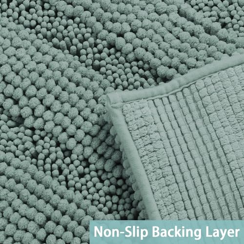 Image of Turquoize Bathroom Rug 20 inchx32 inch, Soft Chenille Bath Rug, Duckeggshell Blue