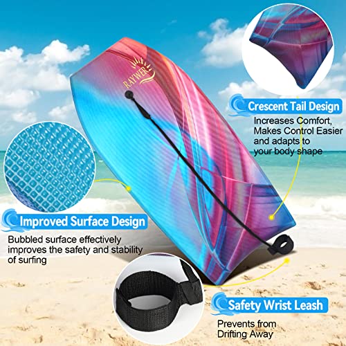 image for RAYWER Body Board Lightweight with EPS Core, HDPE Slick Bottom , Leash