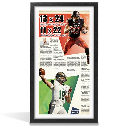 JupDec 11 22 Up to 13 24 Newspaper Frame Premium Wood Display Case with Acrylic Panel Wall Mount or Tabletop Stand Perfect for Home & Office Decor Ideal Gift for Collector 1 Pack White