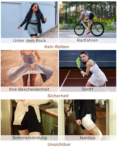 INNERSY Radlerhose Damen Kurz Hose Unter Kleid Rock Anti Scheuern Kurze Leggings Sommer 3er Pack – Bild 6
