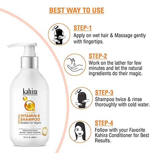 Image of Natural Vitamin-E Shampoo - Strengthen & Soothe Hair Care | Vegan, Reviving & Restoring Formula | Dermatologically Tested | 300ml