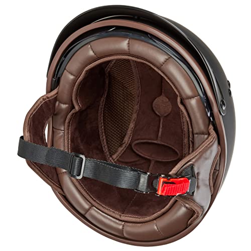 Rapido Half Helmet Motorcycle Open Face Sun Visor Quick Release Buckle Dot Approved Cycling Motocross Suits Men Women 205V (M, Matt Black) #TOP4