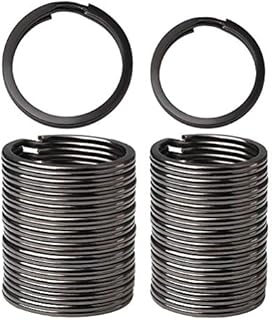 nuosen 40 Pieces Metal Split Rings Flat Key Rings Round Keychain Rings for Home Car Keys Attachment, 2 Sizes, Black