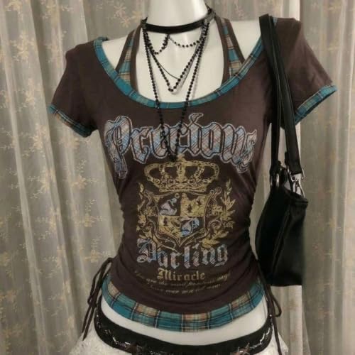 Image of Kawaii Cutecore Harajuku Vintage Y2k 2000s Tops Summer Goth Emo Alt Short Sleeve Graphic Tee