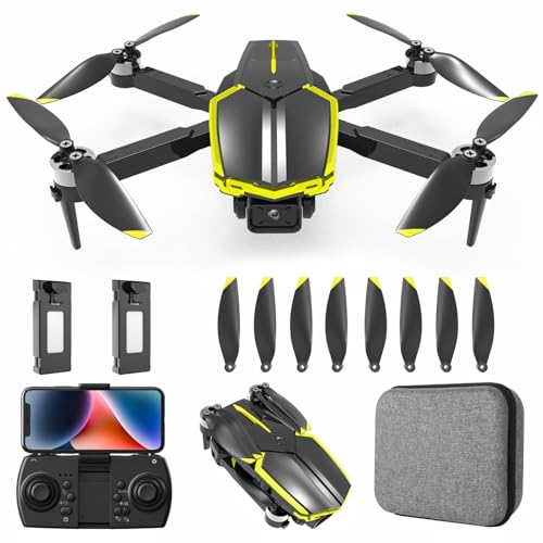 Drones con Camara 1080P Dron para Niños con Motor Brushless Drone FPV con 30min de Vuelo/Altitud Retención RC Quadcopter para Principiantes, Juguetes Regalo para Niños, Menos de 249g (Yellow)