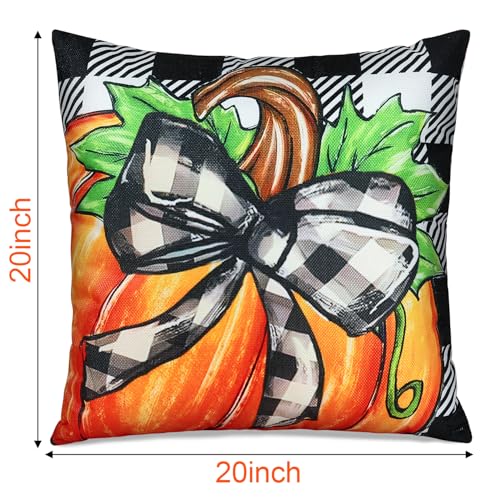Fall Decorations Set Of 4 Double-Sided Print Fall Pillow Covers with 8 Cute Different Looks with Autumn Decor, Bright And Colorful, 20" x 20" Soft Linen Throw Pillow Covers for Outdoor & Indoor Use