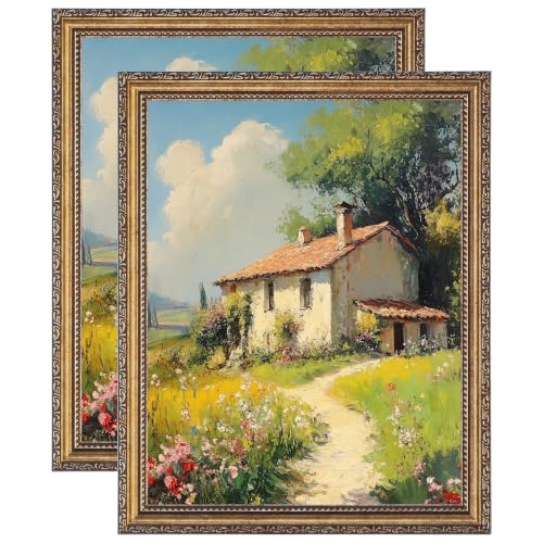 Image of eletecpro 11x14 Vintage Picture Frame, Glass Cover, Bronze Gold, 2-Pack | Display Photo 8x10 with Mat or 11x14 without, Horizontal or Vertical, Tabletop or Wall Decor