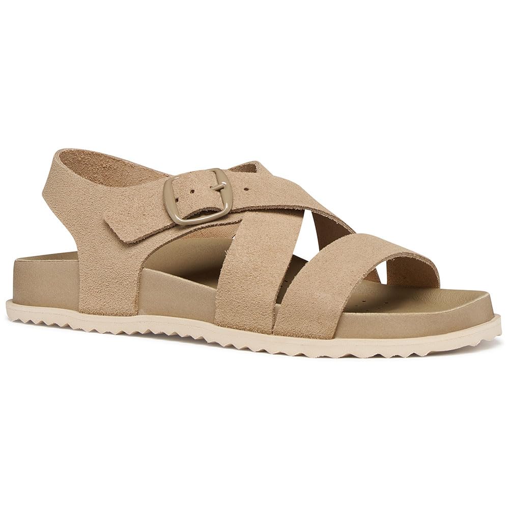 Geox Women's D SANDYBETT B Flat Sandal, LT Taupe, 41 EU