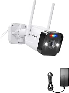 ZOSI ZG1883M 3MP Add-on Camera,Plug-in WiFi IP Camera Outdoor Indoor with Power Supply,Spotlight Siren,2 Way Audio,IP66 Weatherproof,Only Compatible NVR Recorder System(Model:ZR08PU) asin的图片