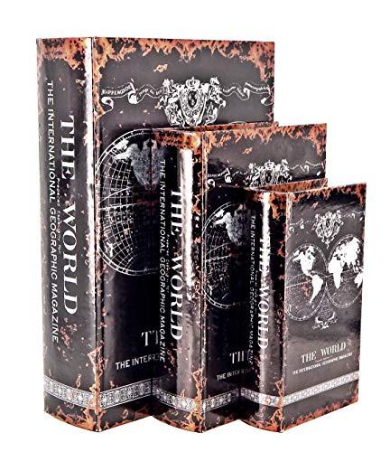 Bellaa Decorative Book Box Hidden Storage Secret Memory Keepsake Jewelry Trinket Cash Wedding Gift Wood Pu Leather Set Of 3 #TOP3