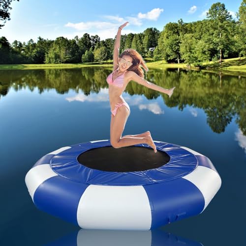 YEYUBIW 8/10/13/15/20FT Inflatable Water Trampoline, Lake Trampoline Jump Swim Platformwith Rope Ladder for Adult Kids Water Sports,Blue,10FT